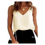 Women's V-Neck Silk Satin Sleeveless Tank Top (Various)