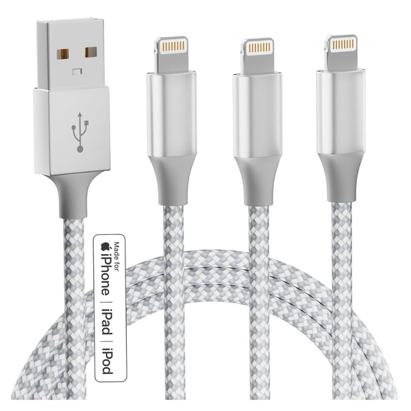 3-Pack 10ft Apple MFi Certified Fast Charging Lightning Cable