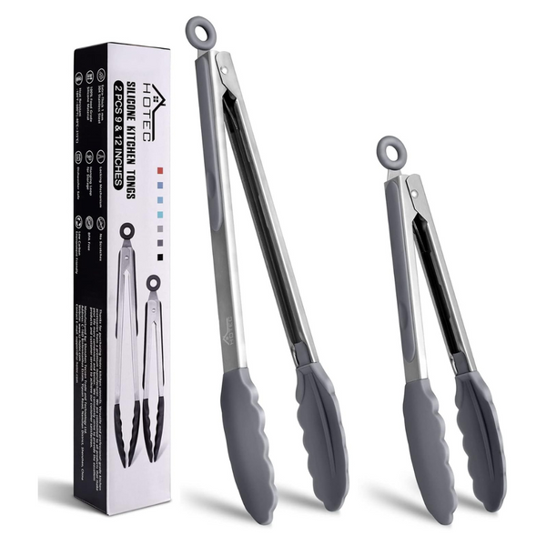 Set Of 2 Hotec Premium Stainless Steel Locking Kitchen Tongs