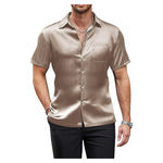 COOFANDY Men's Silk Short Sleeve Dress Shirts