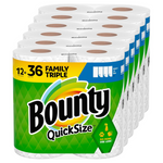 Bounty Quick-Size Paper Towels, White (12 Family Triple Rolls = 36 Regular Rolls)