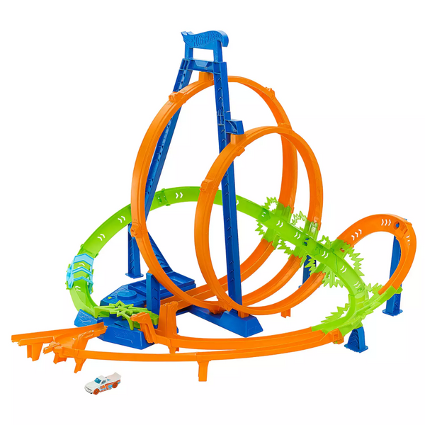 Mattel Hot Wheels 5 Crash Zones, Motorized Booster & 1 Car Track Set