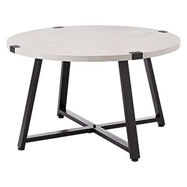 AZL1 Life Concept Rustic Farmhouse Round Metal Coffee Accent Table