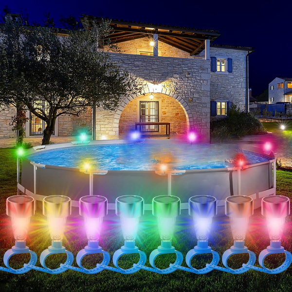 8-Pack RGB Solar Frame Pool Light