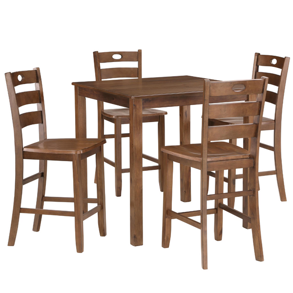 5-Piece New Classic Furniture Salem Tobacco Wood Top Counter Table Set