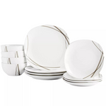 12-Piece Tabletops Unlimited Curves Square Dinnerware Set, Service For 4