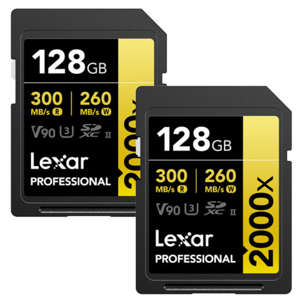 2-Pack Lexar Professional 2000x 128GB SDXC Card