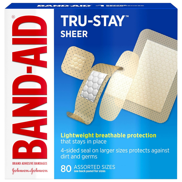 80-Count Band-Aid Brand Tru-Stay Sheer Strips Adhesive Bandages