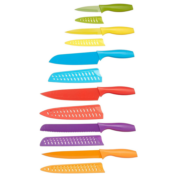 12-Piece AmazonBasics Color-Coded Kitchen Knife Set