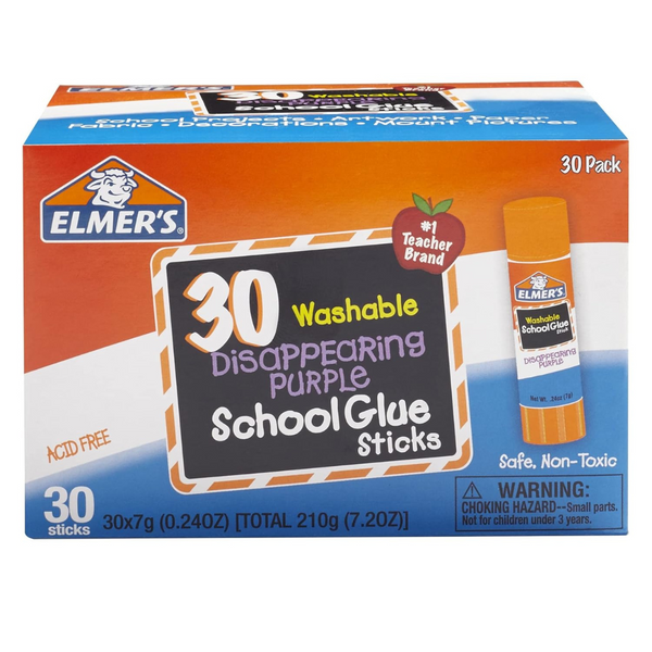 30-Count Elmers Disappearing Purple School Glue Washable Sticks (0.24 Oz)