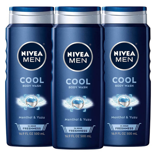 Nivea Men Cool Body Wash With Icy Menthol, Scented Body Wash For Men (3 Pack Of 16.9 Fl Oz Bottles)