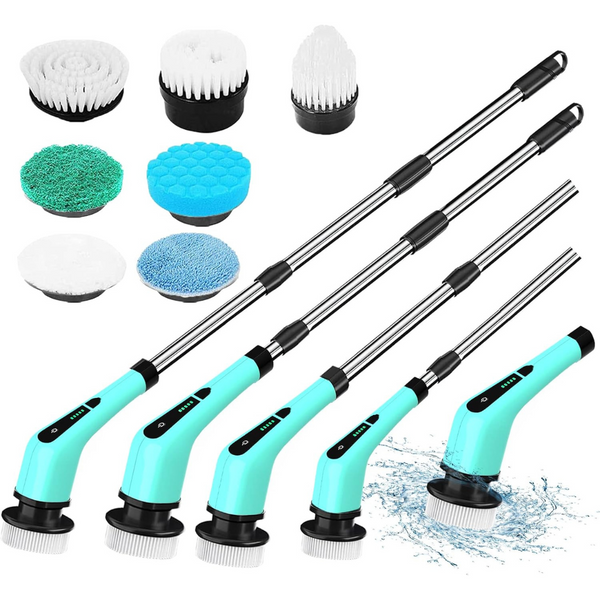 Electric Cordless Spin Scrubber With Long Handle & 7 Brush Heads