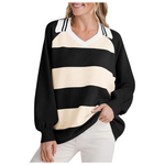 Women's V Neck Long Sleeve Oversized Pullover Sweatshirtss (sSlect Sizes)