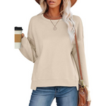 Women's Cropped Crewneck Long Sleeve Shirts (Select Colors/Sizes)