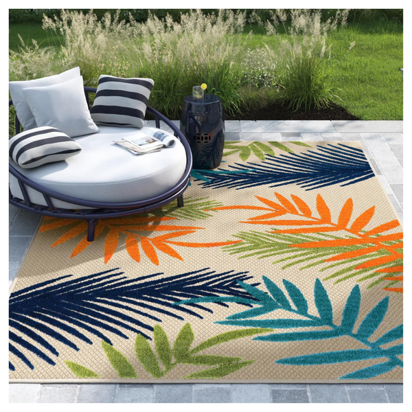 Beachcrest Home Parksley Palm Frond Area Rug (Rectangle 5' x 7')