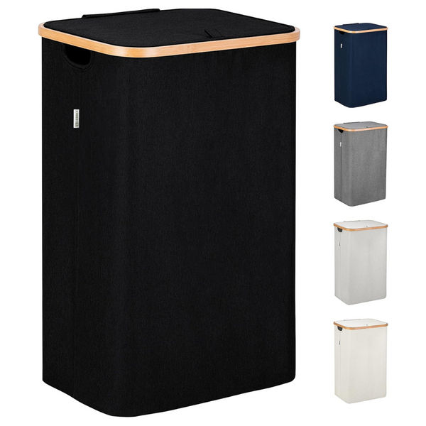 Lonbet Sturdy Tall XL Bamboo Laundry Hamper With Lid Cover