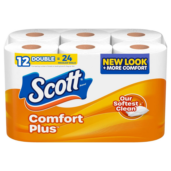 12-Count Scott ComfortPlus 1-Ply Double Roll Toilet Paper