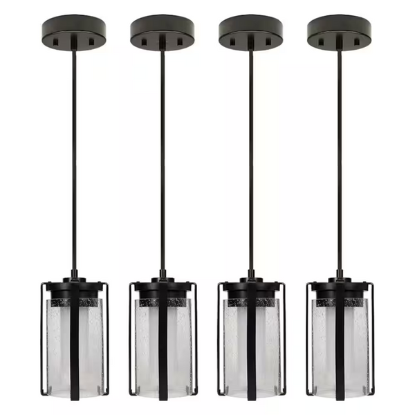 4-Pack ETi Matte Black Integrated LED Pendant Light