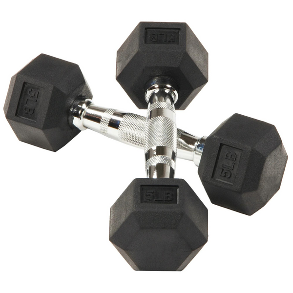 BalanceFrom Rubber 5lb Hex Dumbbells, Pair