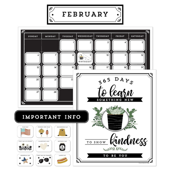 123-Pieces Carson Dellosa Farmhouse Classroom Calendar Bulletin Board Set