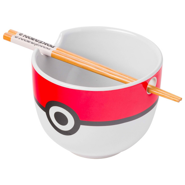 Pokemon Pokeball Ceramic Ramen Bowl With Chopsticks