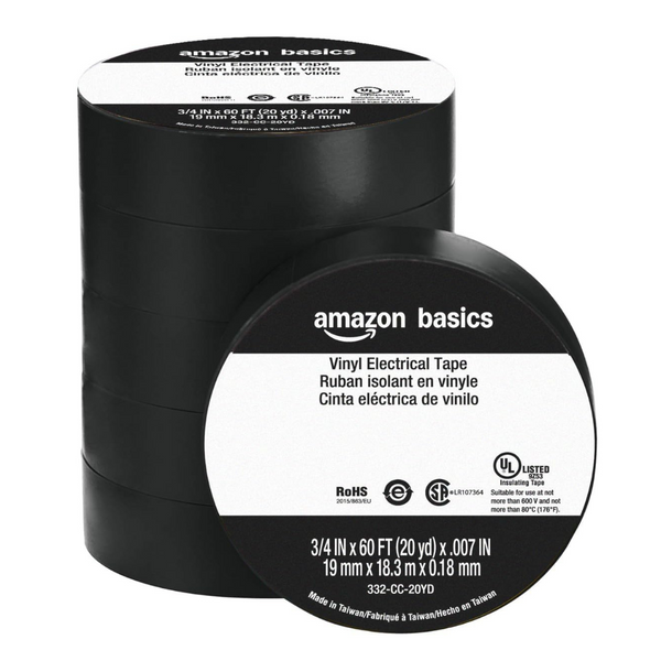 6-Pack AmazonCommercial 19 mm x 18.3 m x 0.18mm Vinyl Electrical Tape