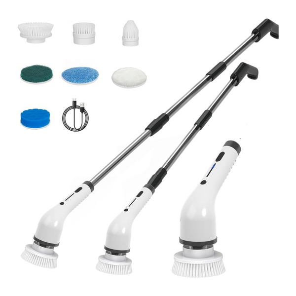 Electric Cordless Spin Scrubber With 8 Replaceable Brush Heads