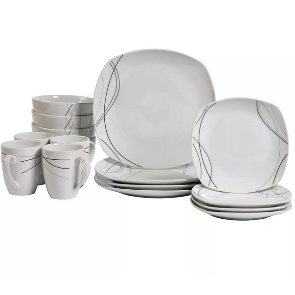 16-Piece Tabletops Alec Square Dinnerware Set