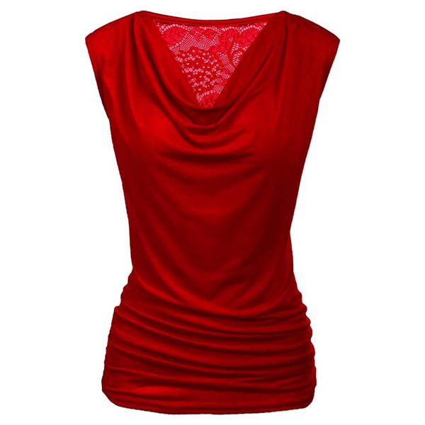 Women's Elegant Sleeveless V Neck Work Office Pleated Tank Top Shirt