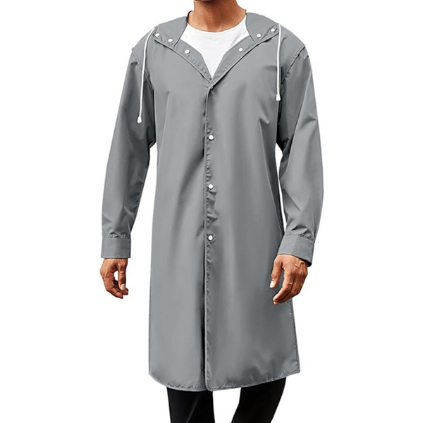 Men's Windbreaker Rain Jacket With Classic Hood Long Trench Coat