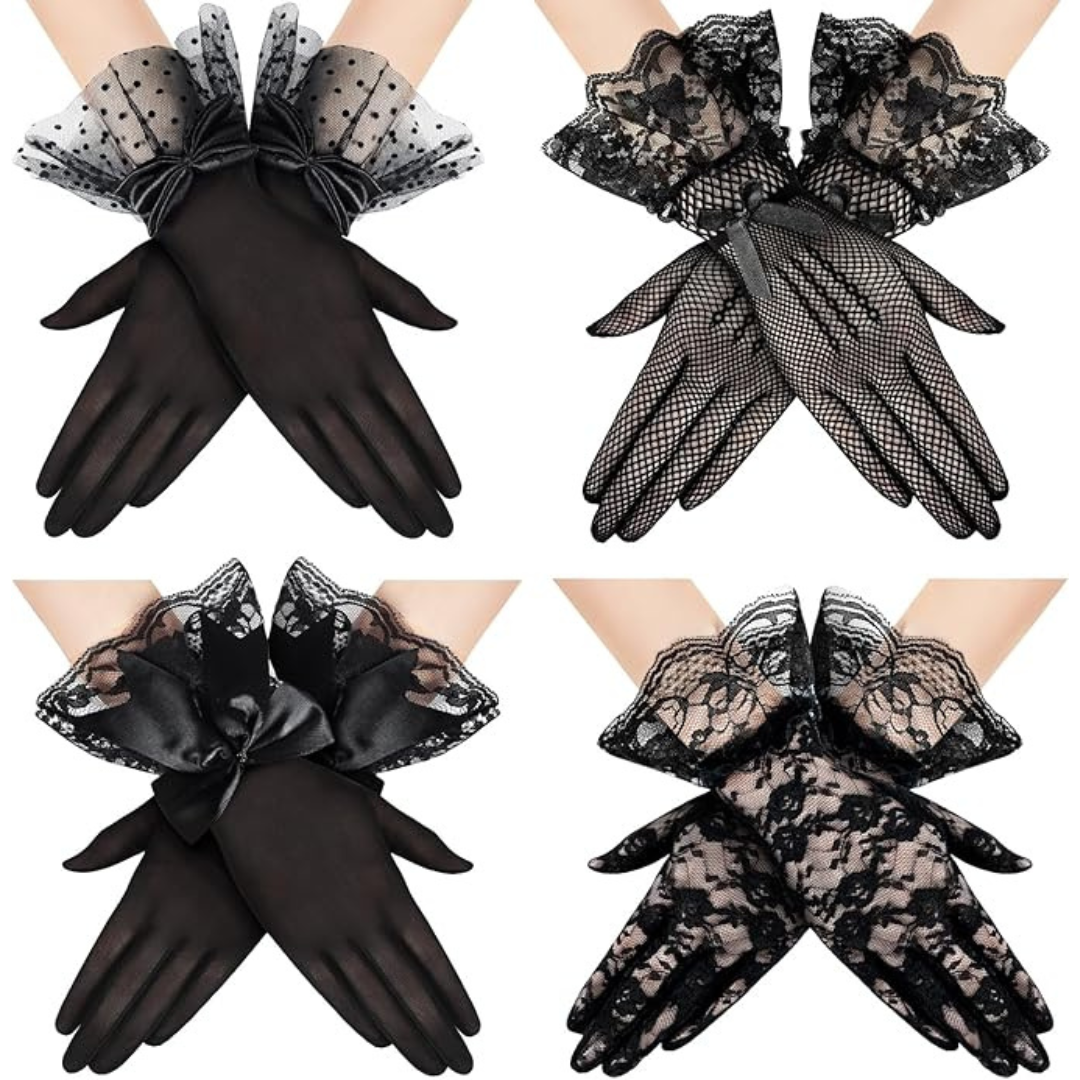 4-Pairs Women's Lace Elegant Short Gloves