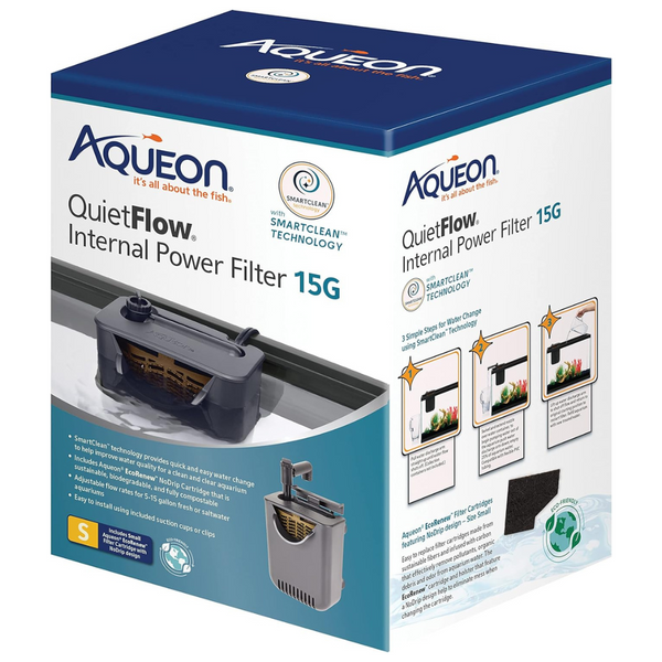 Aqueon 15G QuietFlow Internal Water Filter With SmartClean Technology