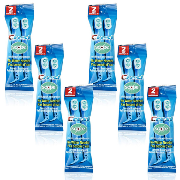 12-Count (6-Pk X 2-Ct.) Crest Scope Mini Brushes Disposable Toothbrushes