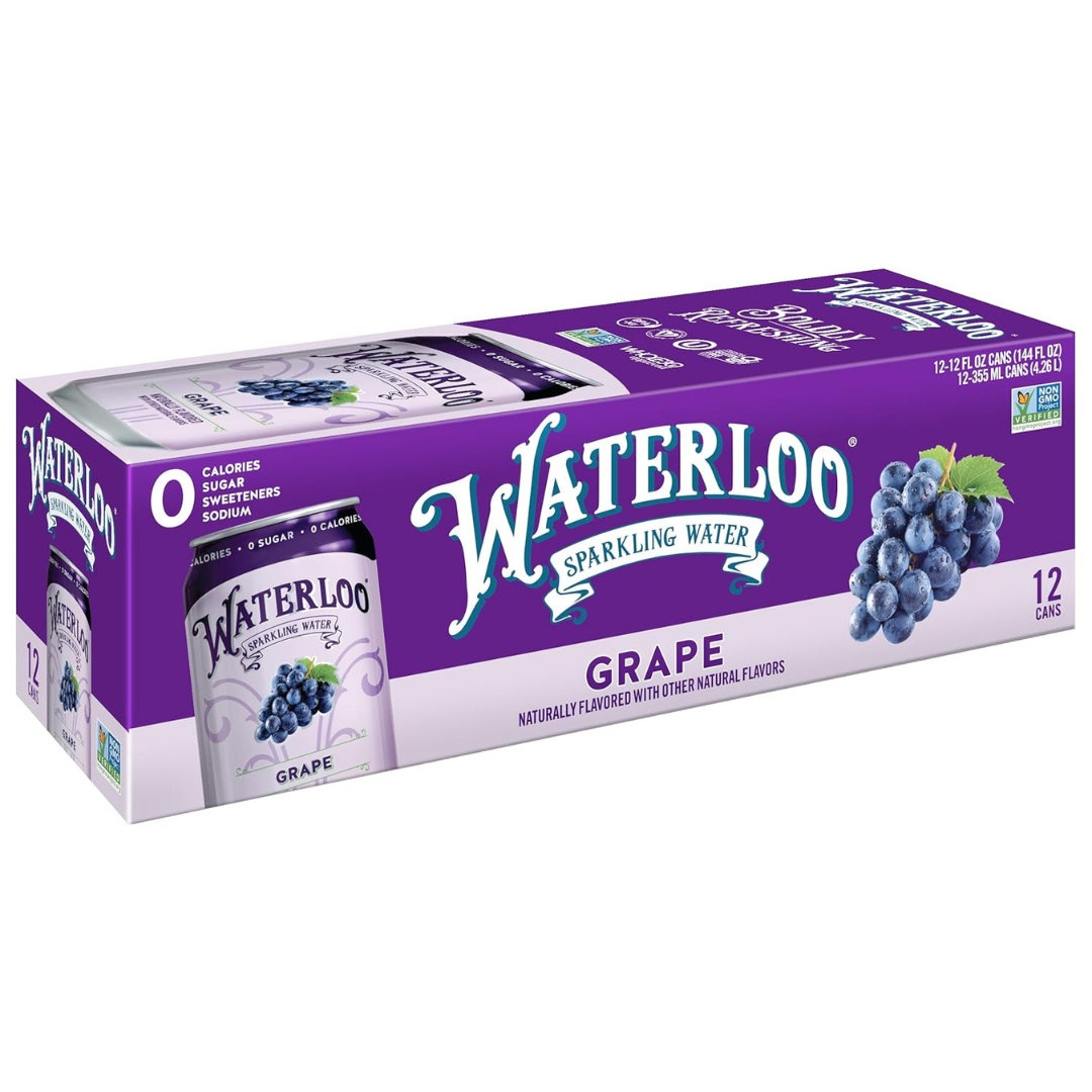 12-Pack Waterloo Sparkling Grape Naturally Flavored Water Cans (12 Oz)