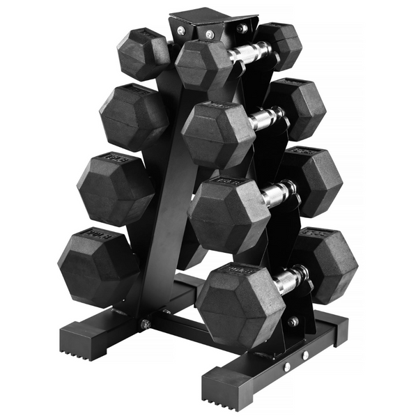 100-Lbs BalanceFrom Rubber Coated Hex Dumbbell Weight Set W/ Rack