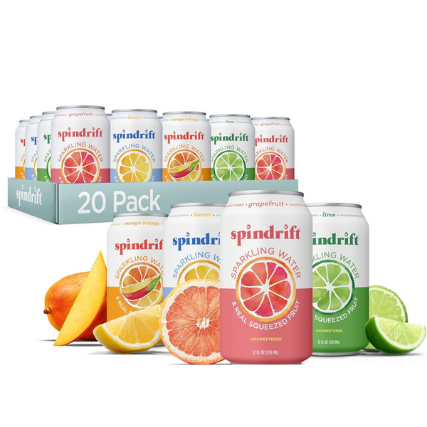 20-Pack Spindrift Sparkling Water In 4 Flavor Variety Pack Cans