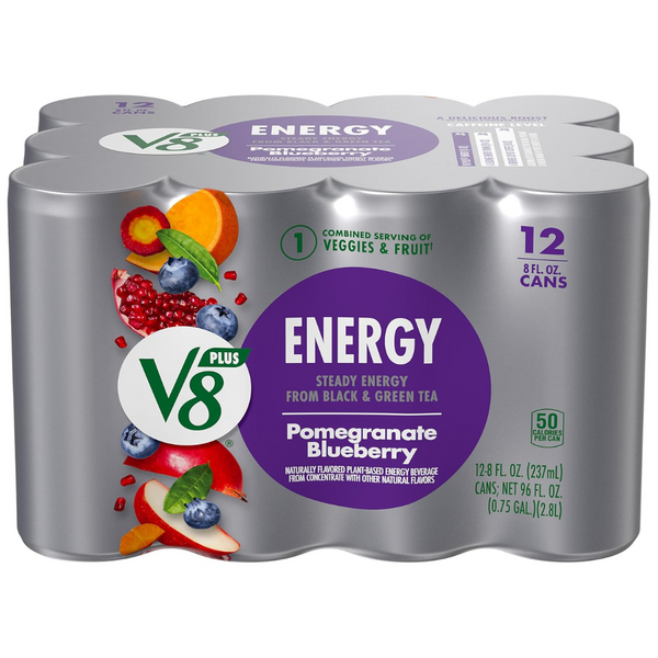 12-Pack V8 +ENERGY Energy Drink, 8 Fl Oz Can (2 Options)