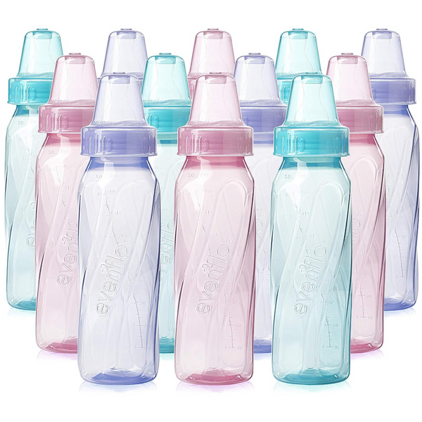 12-Pack Evenflo Feeding 8oz Classic Tinted Plastic And Silicone Baby Bottles