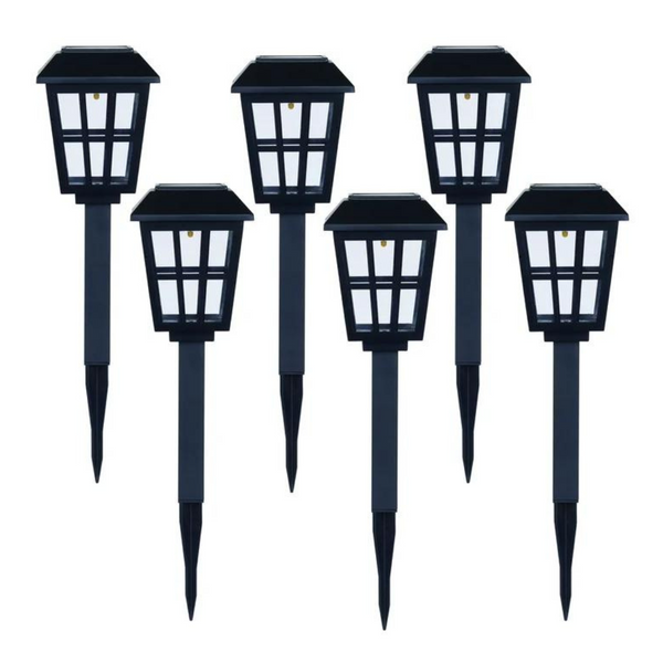 6-Count Mainstays Solar Powered Black Square Design LED Path Light