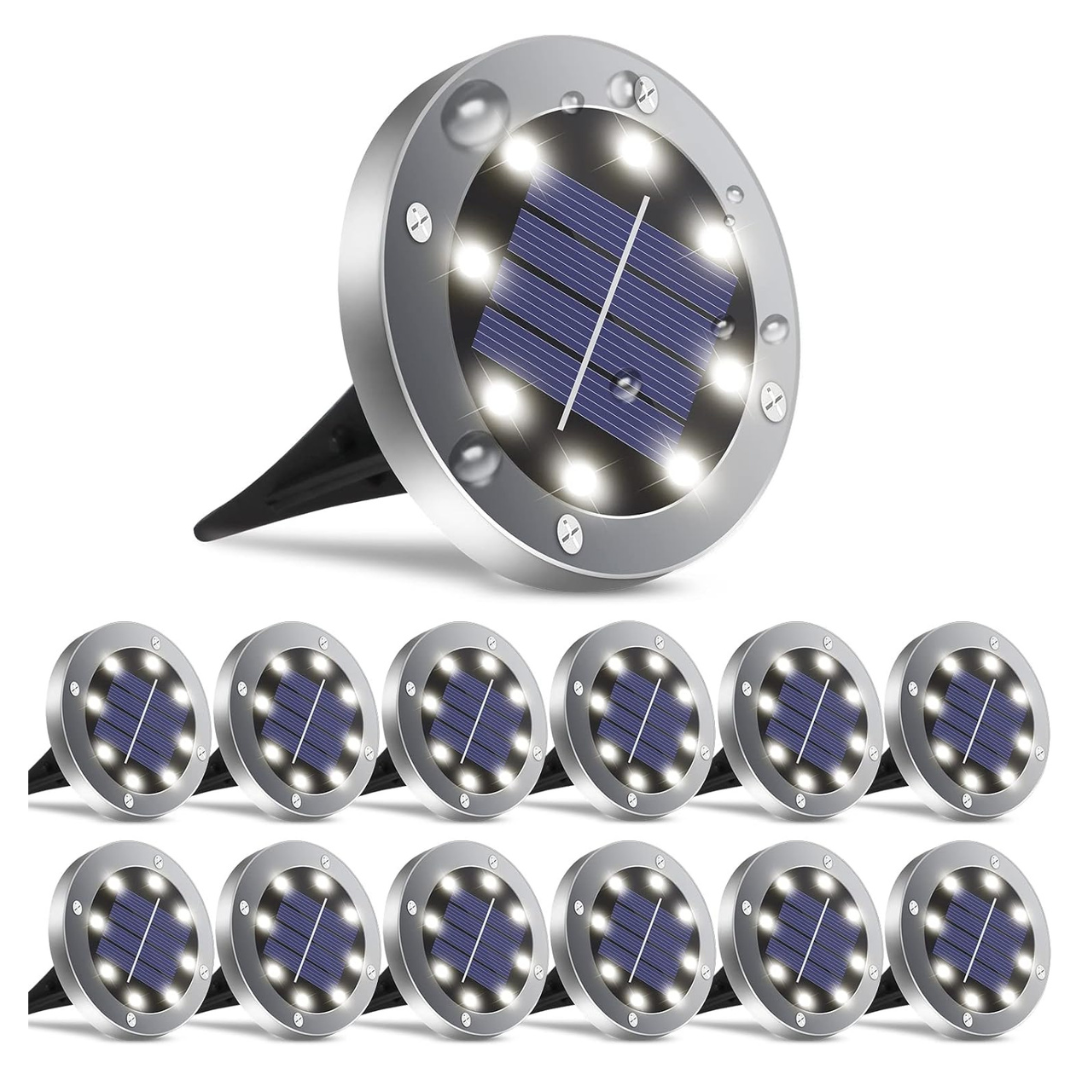 12-Pack Upgraded Waterproof Solar Outdoor Lights