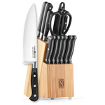 15-Piece Cook N Home Bamboo Storage Block Blade Kitchen Knife Set