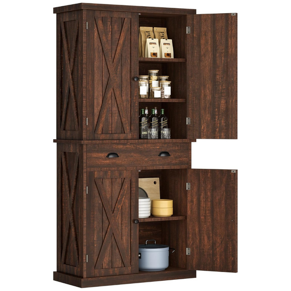 Yitahome 72 Tall Kitchen Pantry Cabinets With Barn Doors