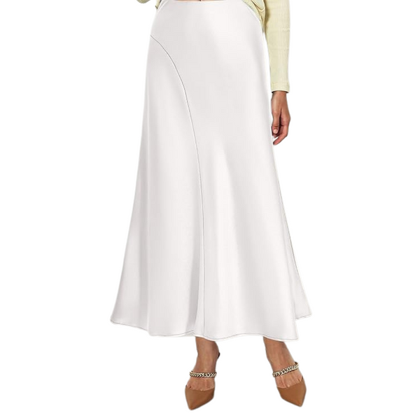 Women's Casual Spring Summer High Waisted Silk Maxi Skirt (Various)