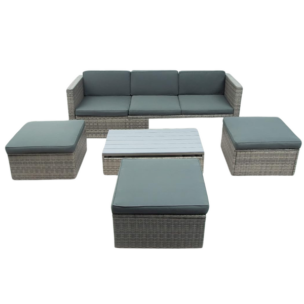 EMKK All Weather Wicker PE Rattan Patio Furniture Outdoor Sectional Sofa