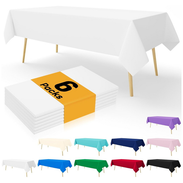 6-Pack Smiry 54 x 108 Inch Disposable Table Cloth