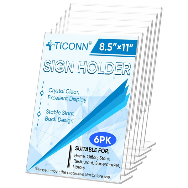 6-Pack Ticonn L-Shape Acrylic Sign Holder