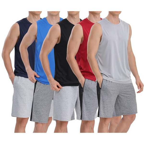 5-Pack Men's Gym Sleeveless Muscle T-Shirts