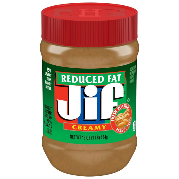 Jif Reduced Fat Creamy Peanut Butter Spread, 16 Ounces (Pack Of 12)