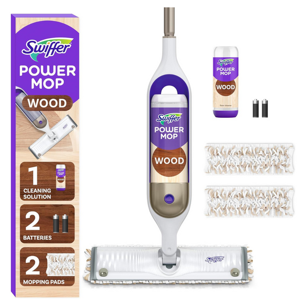 Swiffer PowerMop Wood Mop Kit With 2 Mopping Pad Refills