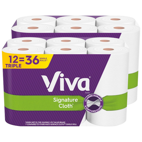 12-Count Viva Signature Cloth Choose-A-Sheet Paper Towels Triple Rolls